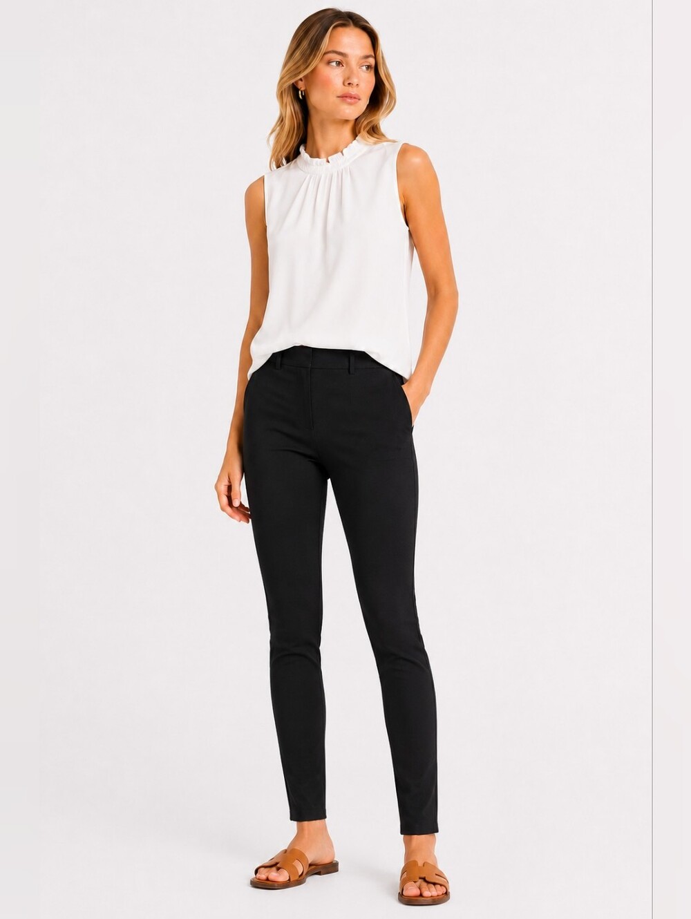 Nanette Lepore White Sleeveless Ruffle-Neck Blouse
